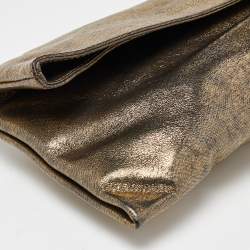 Pre Owned Jimmy Choo Gold Shimmery Leather Chandra Clutch