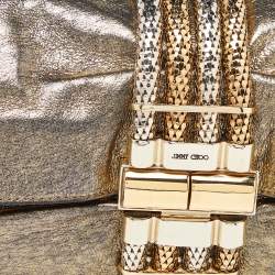 Pre Owned Jimmy Choo Gold Shimmery Leather Chandra Clutch