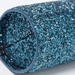 Pre Owned Jimmy Choo Blue/Green Glitter Twill Tube Clutch