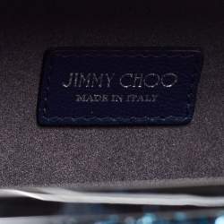 Pre Owned Jimmy Choo Blue/Green Glitter Twill Tube Clutch