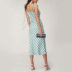 Pre Owned Jimmy Choo Blue/Green Glitter Twill Tube Clutch