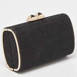 Jimmy Choo Black Fabric Lurex Frame Clutch