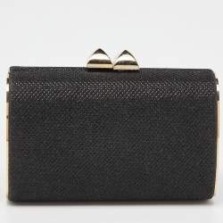 Jimmy Choo Black Fabric Lurex Frame Clutch