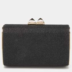 Jimmy Choo Black Fabric Lurex Frame Clutch