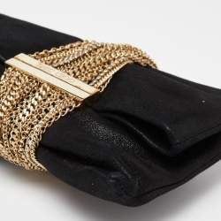 Pre Owned Jimmy Choo Black Shimmering Leather Chandra Clutch