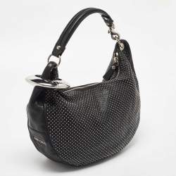Pre Owned Jimmy Choo Black Leather Studded Solar Hobo