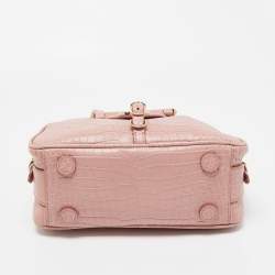 Jimmy Choo Pink Croc Embossed Leather Small Varenne Bowler Bag