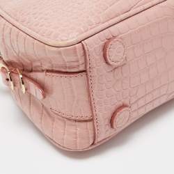 Jimmy Choo Pink Croc Embossed Leather Small Varenne Bowler Bag