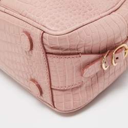 Jimmy Choo Pink Croc Embossed Leather Small Varenne Bowler Bag