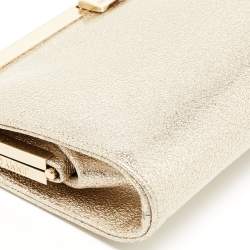 Jimmy Choo Gold Patent Leather Frame Clutch