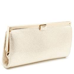 Jimmy Choo Gold Patent Leather Frame Clutch