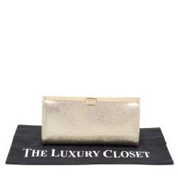Jimmy Choo Gold Patent Leather Frame Clutch