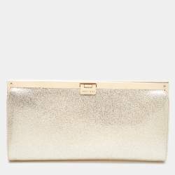 Jimmy Choo Gold Patent Leather Frame Clutch