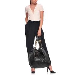 Jimmy Choo Black Crinkled Leather Lola Hobo
