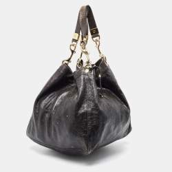 Jimmy Choo Black Crinkled Leather Lola Hobo