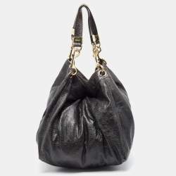 Jimmy Choo Black Crinkled Leather Lola Hobo