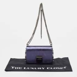 Jimmy Choo Metallic Navy Blue Leather Lockett City Shoulder Bag