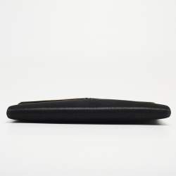 Pre Owned Jimmy Choo Black Shimmer Suede Metal Envelope Clutch