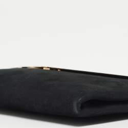 Pre Owned Jimmy Choo Black Shimmer Suede Metal Envelope Clutch