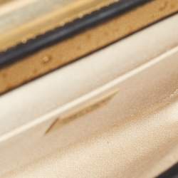 Pre Owned Jimmy Choo Black Shimmer Suede Metal Envelope Clutch