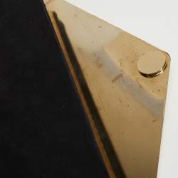 Pre Owned Jimmy Choo Black Shimmer Suede Metal Envelope Clutch