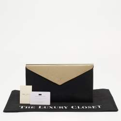 Pre Owned Jimmy Choo Black Shimmer Suede Metal Envelope Clutch