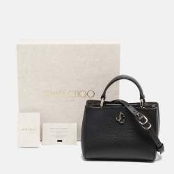 Pre Owned Jimmy Choo Black Leather Mini Varenne Top Handle Bag