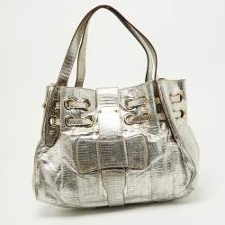 Jimmy Choo Silver Python Leather Riki Tote