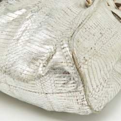 Jimmy Choo Silver Python Leather Riki Tote