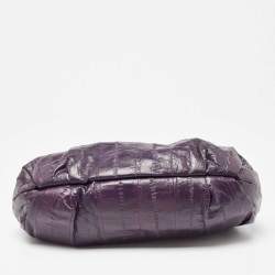 Pre Owned Jimmy Choo Purple Eel Leather Crystal Embellished Strap Clutch