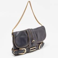 Pre Owned Jimmy Choo Black Leather Troy Chain Shoulder Bag