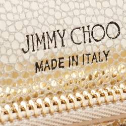 Pre Owned Jimmy Choo Silver Glitter Fabric Milla Chain Clutch