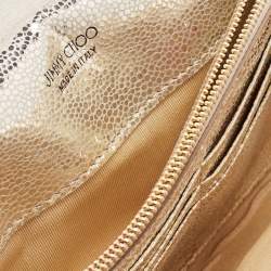 Pre Owned Jimmy Choo Silver Glitter Fabric Milla Chain Clutch