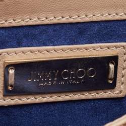 Pre Owned Jimmy Choo Gold/Beige Leather and Snake Skin Trim Zadie Crossbody Bag