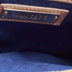 Pre Owned Jimmy Choo Gold/Beige Leather and Snake Skin Trim Zadie Crossbody Bag