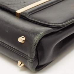 Pre Owned Jimmy Choo Black Leather and Snakeskin Trim Alba Shoulder Bag