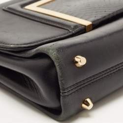 Pre Owned Jimmy Choo Black Leather and Snakeskin Trim Alba Shoulder Bag