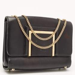 Pre Owned Jimmy Choo Black Leather and Snakeskin Trim Alba Shoulder Bag