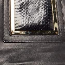 Pre Owned Jimmy Choo Black Leather and Snakeskin Trim Alba Shoulder Bag
