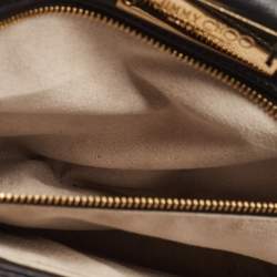 Pre Owned Jimmy Choo Black Leather and Snakeskin Trim Alba Shoulder Bag