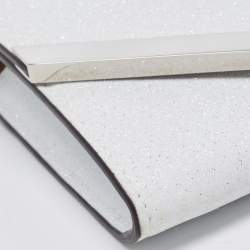 Pre Owned Jimmy Choo White Glitter Emmie Chain Clutch