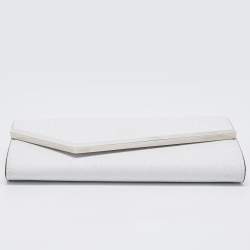 Pre Owned Jimmy Choo White Glitter Emmie Chain Clutch