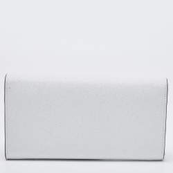Pre Owned Jimmy Choo White Glitter Emmie Chain Clutch