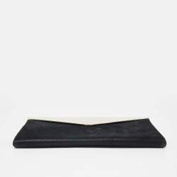 Jimmy Choo Black Shimmer Suede Charlize Metal Envelope Clutch