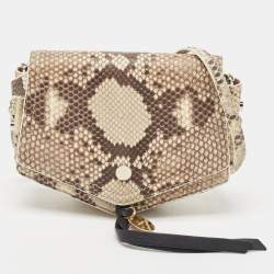 Jimmy Choo Beige/Brown Python Flap Crossbody Bag