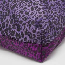 مملوكة مسبقًا Jimmy Choo Purple/Black Leopard Print Fabric Zip Shopper Tote