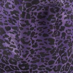 مملوكة مسبقًا Jimmy Choo Purple/Black Leopard Print Fabric Zip Shopper Tote