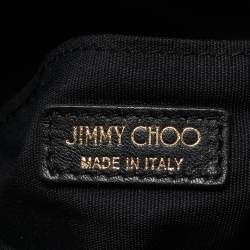 Jimmy Choo Black/Blue Leopard Print Calfhair Zip Fold Over Clutch