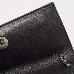 Pre Owned Jimmy Choo Black Leather Crystal Embellished Wallet On Chain