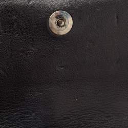 Pre Owned Jimmy Choo Black Leather Crystal Embellished Wallet On Chain